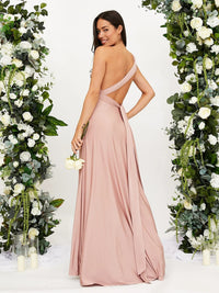 Angelica - One-Shoulder Maxi Dress Pink