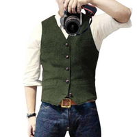 RefineStyle -  Men's Waistcoat Jacket Green