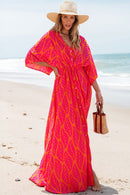 Anna - Leaf Print Beach Maxi Dress