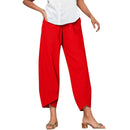 Alyssa - Cropped Linen Blend Pants Red