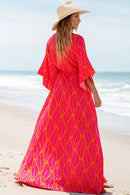 Anna - Leaf Print Beach Maxi Dress