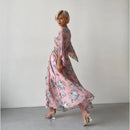 Angela - V-Neck Floral Maxi Dress Pink