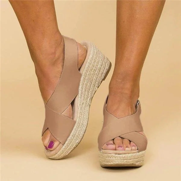 Alex - Crisscross Espadrille Wedge Sandals