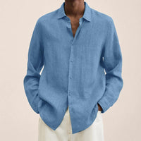 Fred - Linen Button-Up Shirt Light Blue