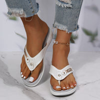 Agnes - Perforated Comfort Wedge Sandals White