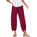 Alyssa - Cropped Linen Blend Pants Wine