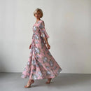 Angela - V-Neck Floral Maxi Dress Pink