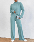 Allie - Knitted Turtleneck Sweater & Pants Sky Blue