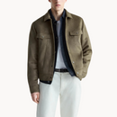 Andy - Long Sleeve Suede Jacket Olive