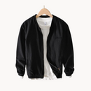 Ali - Breathable Linen Bomber Jacket Black