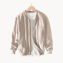 Ali - Breathable Linen Bomber Jacket Khaki