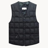 Archie - V-Neck Puffer Vest Black