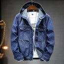 Leo - Hooded Casual Denim Jacket Blue