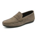 Armando - Genuine Leather Flat Loafers Khaki