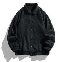 Adam - Button-Up Bomber Jacket Black