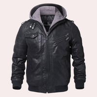 Oliver - Removable Hood Bomber Jacket Black