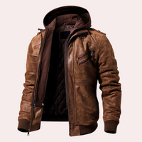 Oliver - Removable Hood Bomber Jacket Brown