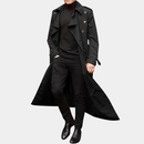 Noah - Double-Breasted Long Trench Coat Black