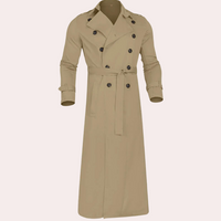 Noah - Double-Breasted Long Trench Coat khaki