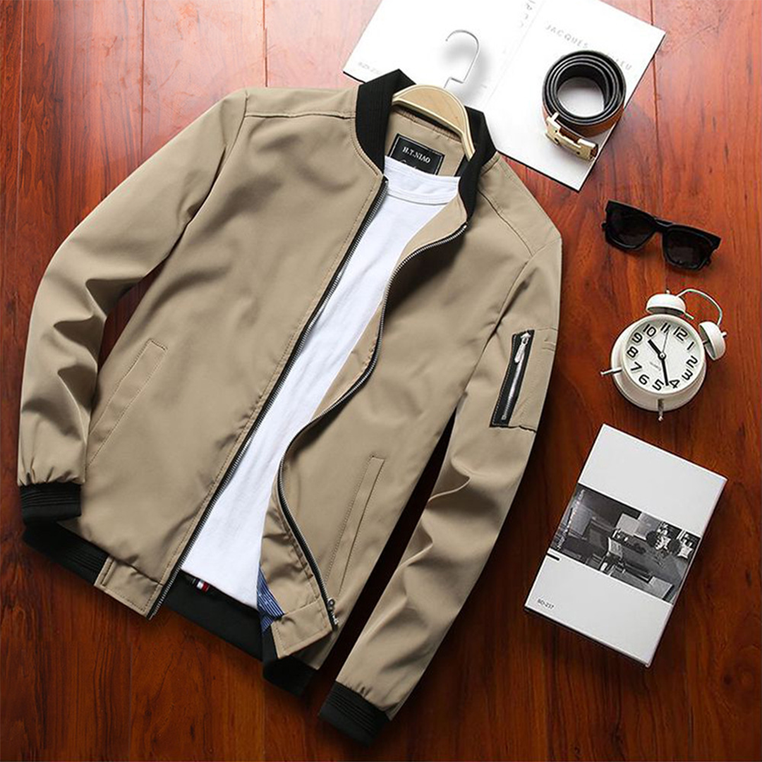 Jack - Lightweight Zip-Up Bomber Jacket khaki