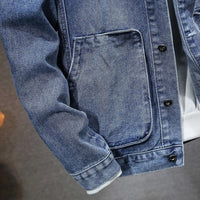 Leo - Hooded Casual Denim Jacket Blue