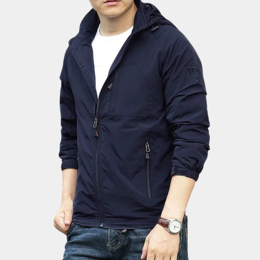 Alex - Lightweight Casual Hooded Windbreaker Navy Blue