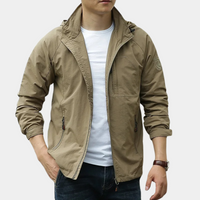 Alex - Lightweight Casual Hooded Windbreaker Khaki