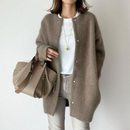 ElegantWear | Wool Cardigan Jackets Coffee