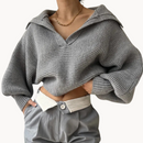 Aimi - Warmth Ribbed Pullover Sweater Gray