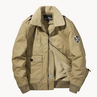 Alvin - Zip-Up Fleece Bomber Jacket Khaki