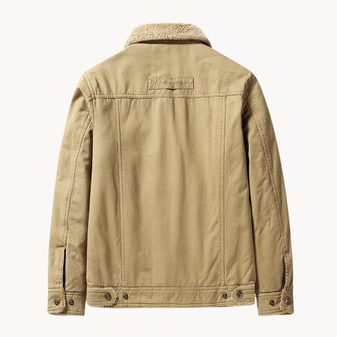 Alvin - Zip-Up Fleece Bomber Jacket khaki Back