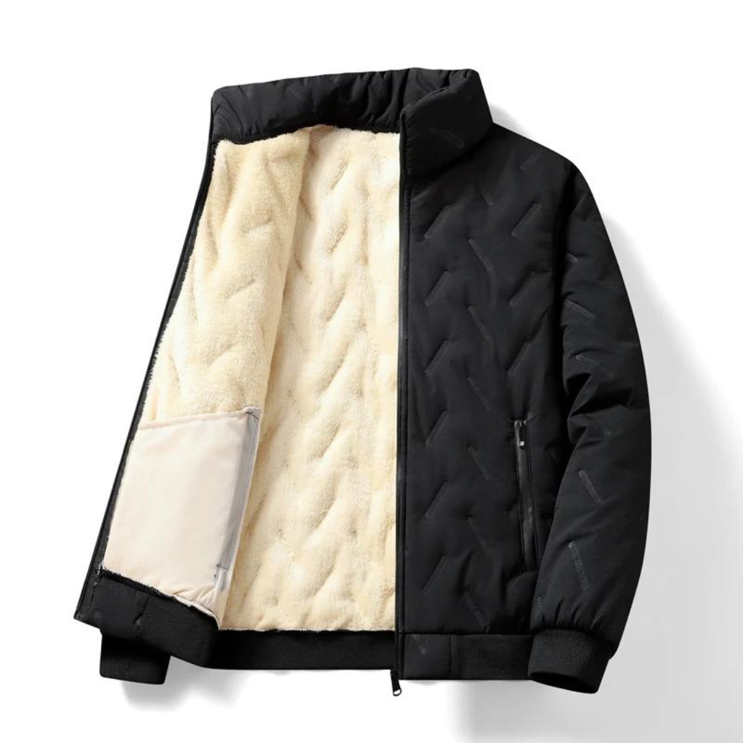 Alpine-  Sherpa-Lined Quilted Bomber Jacket Black