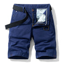 Gary - Canvas Belted Cargo Shorts Blue