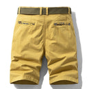 Gary - Canvas Belted Cargo Shorts Yellow Back