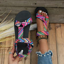 April - Boho Tribal Strappy Sandals Multicolored