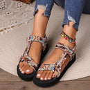 April - Boho Tribal Strappy Sandals Khaki