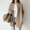 ElegantWear | Wool Cardigan Jackets Khaki