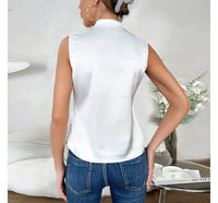 Alice - Satin V-Neck Wrap Blouse White Back