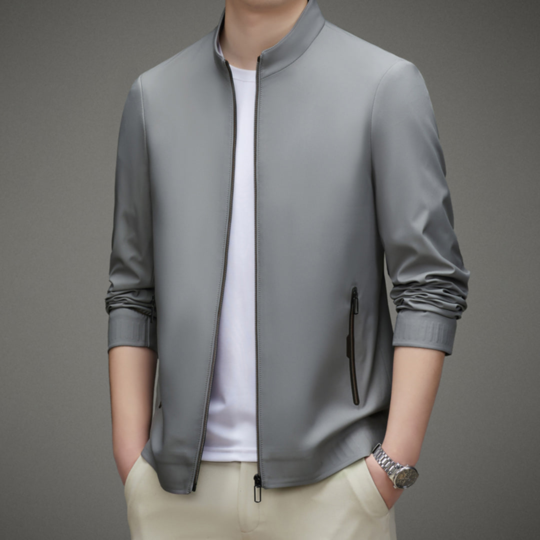 Terence - Stand Collar Bomber Jacket Light Gray