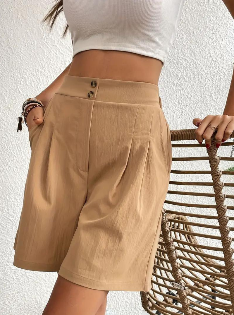 Amelia - Pleated High-Waist Shorts