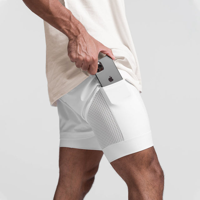 Harry - Double-Layer Training Shorts White