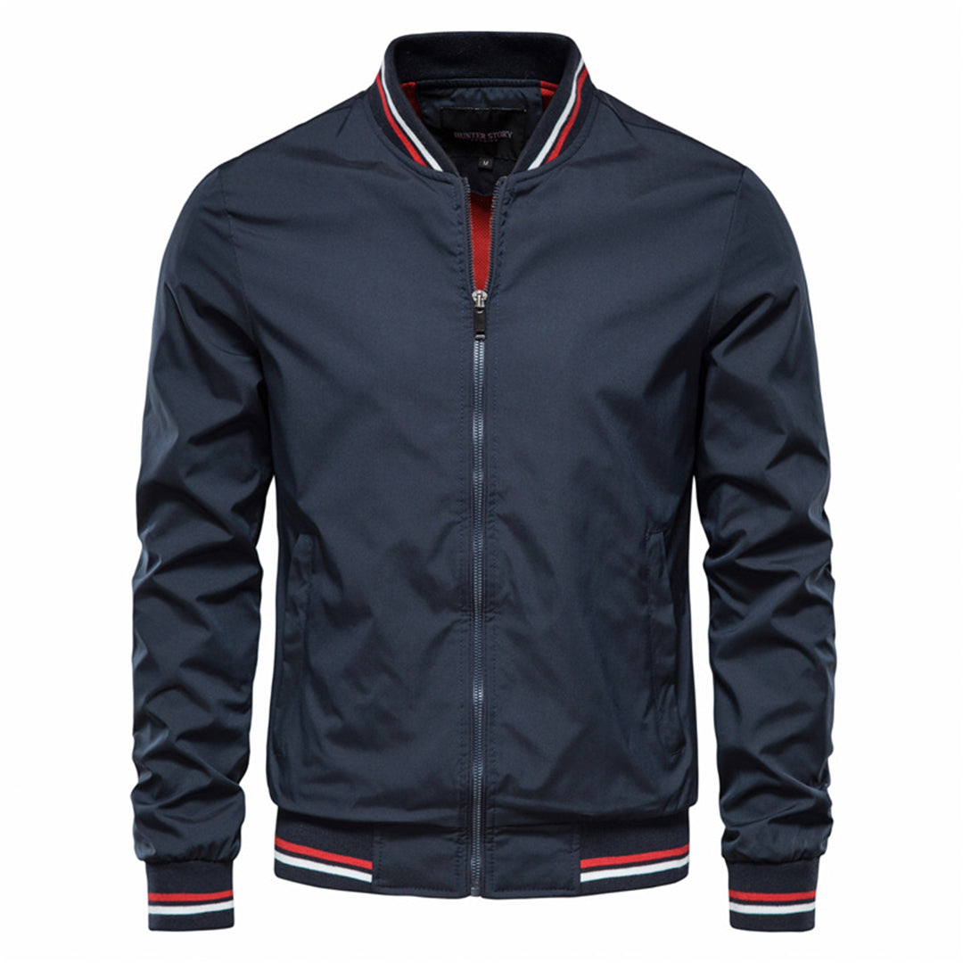 Archie - Striped Varsity Bomber Jacket Marine