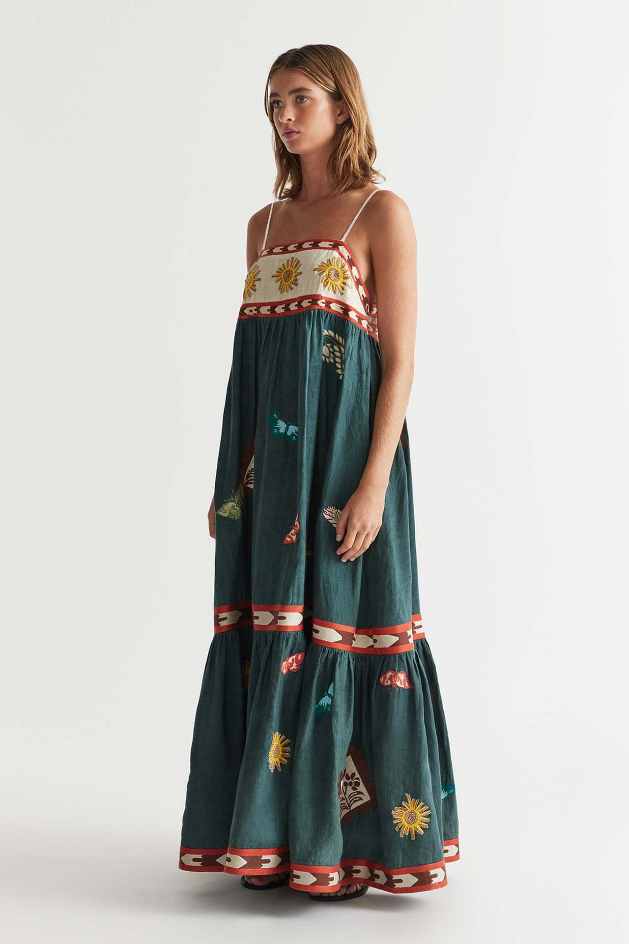 Ann - Embroidered Boho Maxi Dress