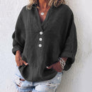 Annie - Relaxed Oversized Buttoned Blouse Black