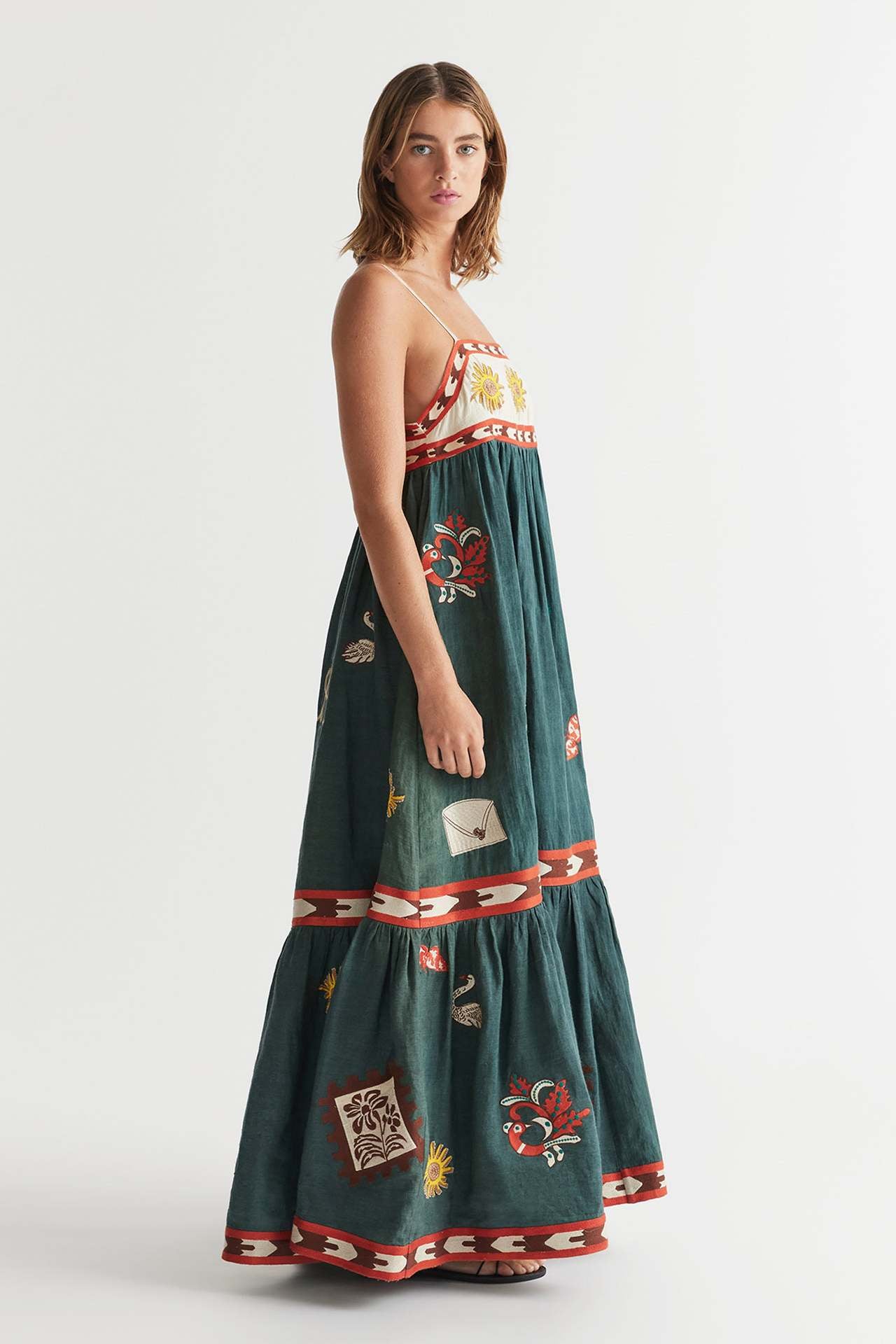 Ann - Embroidered Boho Maxi Dress