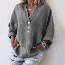 Annie - Relaxed Oversized Buttoned Blouse Gray