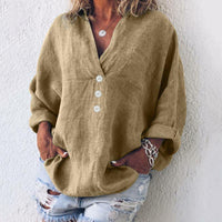 Annie - Relaxed Oversized Buttoned Blouse Khaki
