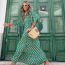 Anne - Bohemian Bell Sleeve Dress Dark Green