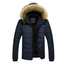 Elijah - Faux Fur Hooded Puffer Jacket Blue