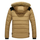 Elijah - Faux Fur Hooded Puffer Jacket Khaki Back